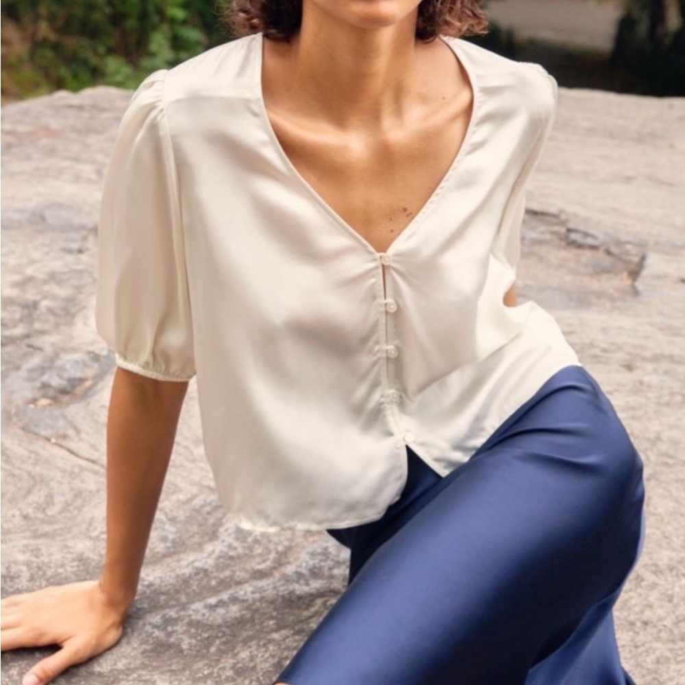 Aritzia Navy Blue Blouse - M